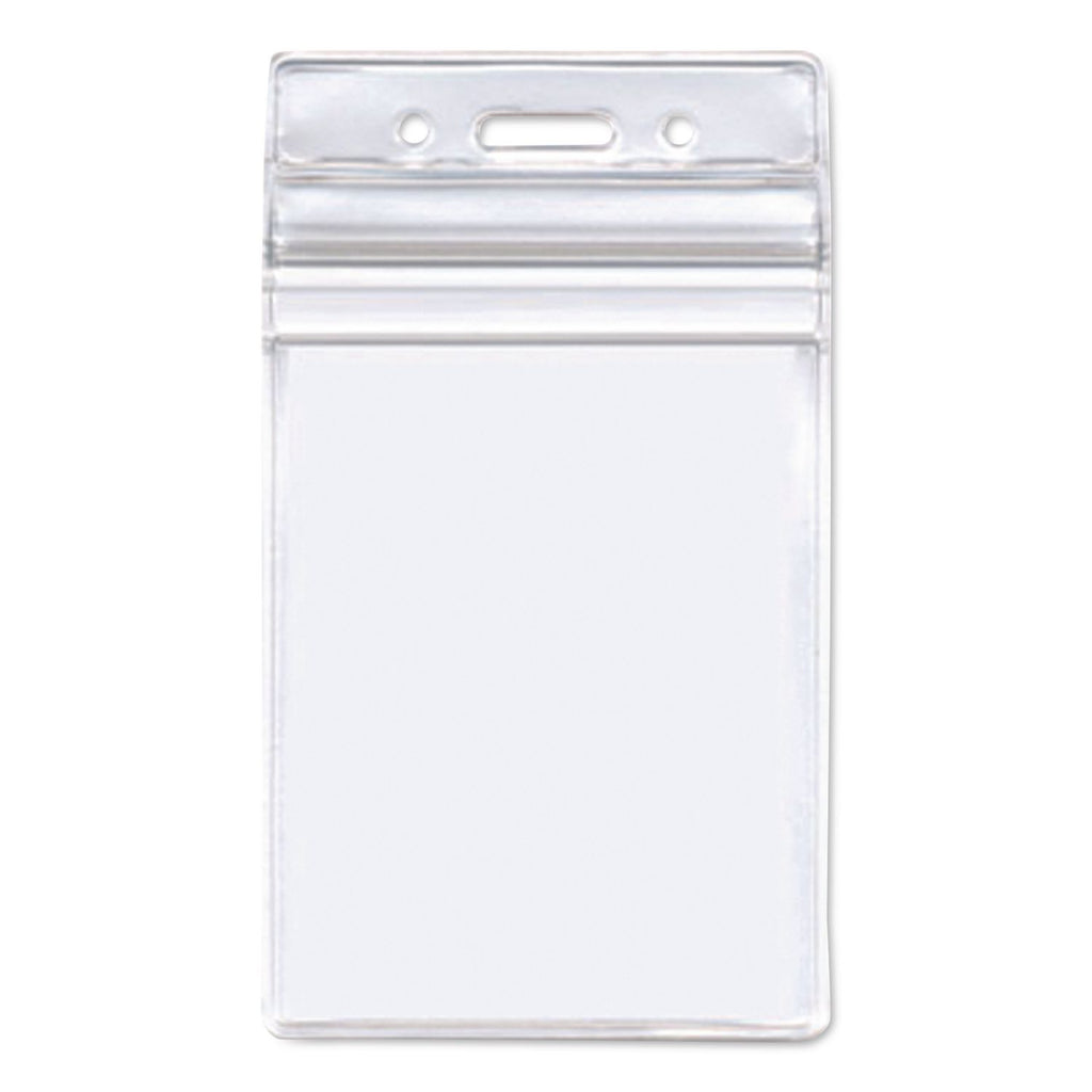 Resealable Badge Holders Combo Pack, 36" Lanyard, Vertical, Transparent Frost 3.68" x 5" Holder, 2.38" x 3.75" Insert, 20/PK