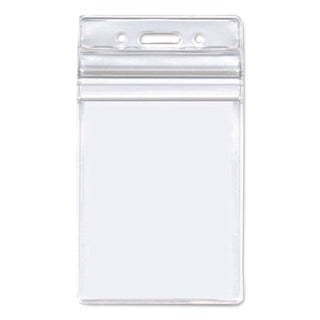 Resealable Badge Holders Combo Pack, 36" Lanyard, Vertical, Transparent Frost 3.68" x 5" Holder, 2.38" x 3.75" Insert, 20/PK