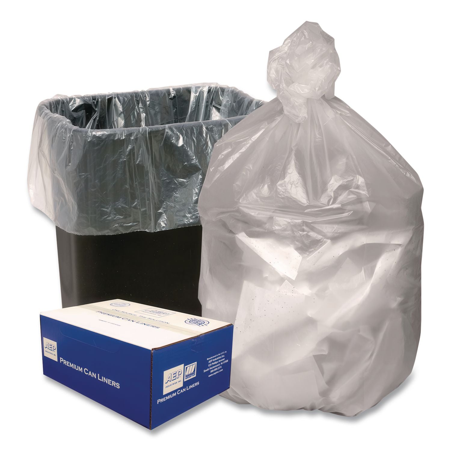 Can Liners, 33 gal, 11 mic, 33" x 40", Natural, 25 Bags/Roll, 20 Rolls/Carton