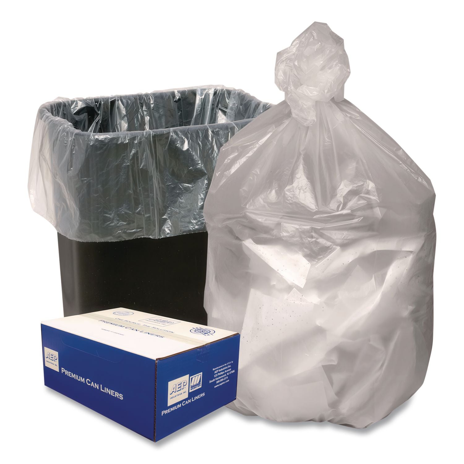 Can Liners, 60 gal, 14 mic, 38" x 60", Natural, 20 Bags/Roll, 10 Rolls/Carton
