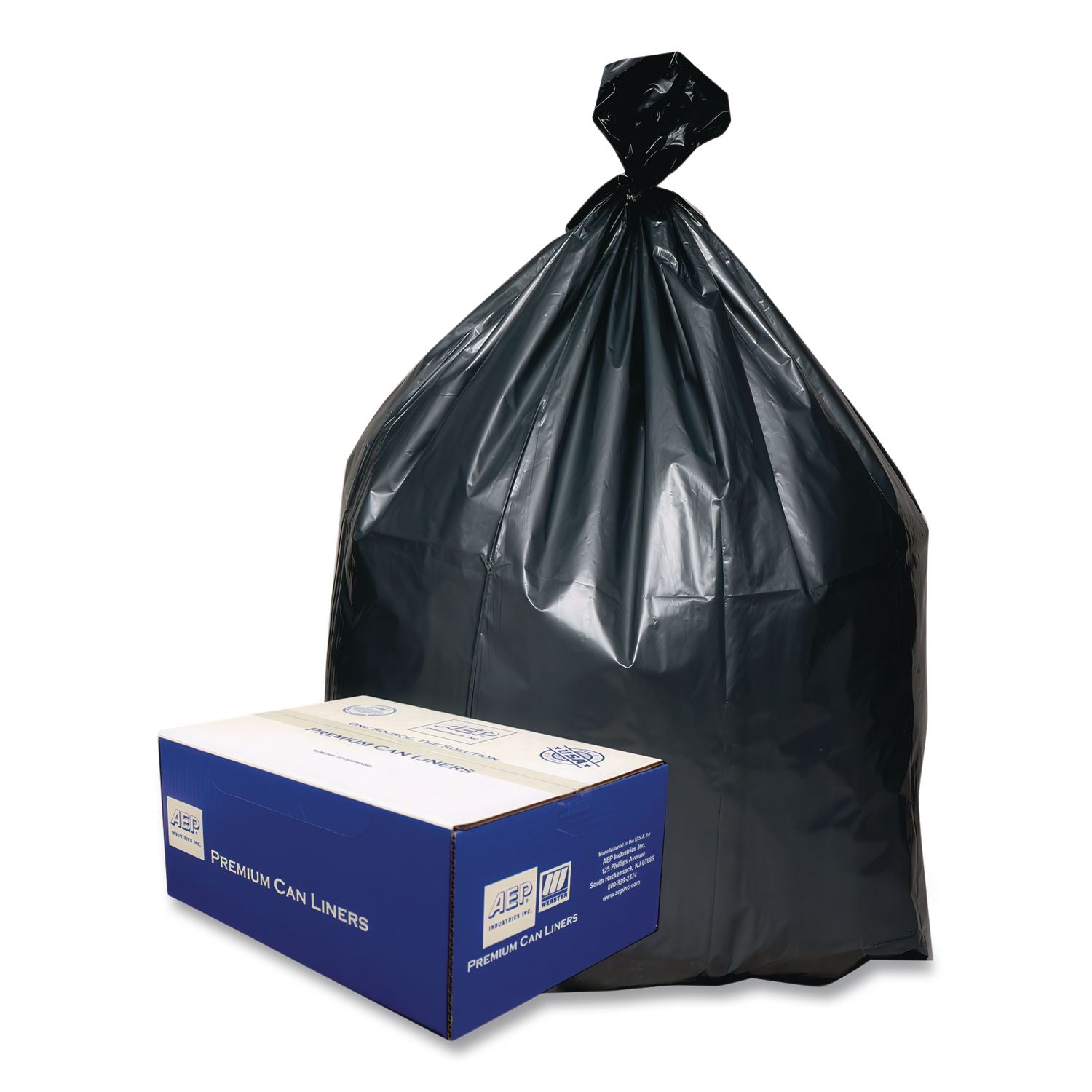 Can Liners, 56 gal, 1.55 mil, 43" x 48", Gray, 10 Bags/Roll, 5 Rolls/Carton