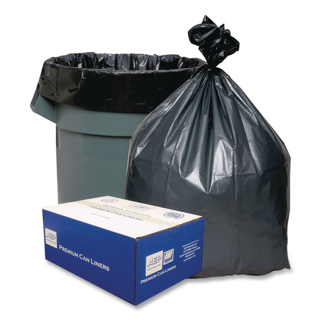 Can Liners, 60 gal, 1.55 mil, 39" x 56", Gray, 5 Bags/Roll, 5 Rolls/Carton