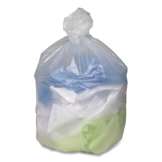 Can Liners, 7 to 10 gal, 7.87 mic, 24" x 24", Natural, 25 Bags/Roll, 20 Rolls/Carton