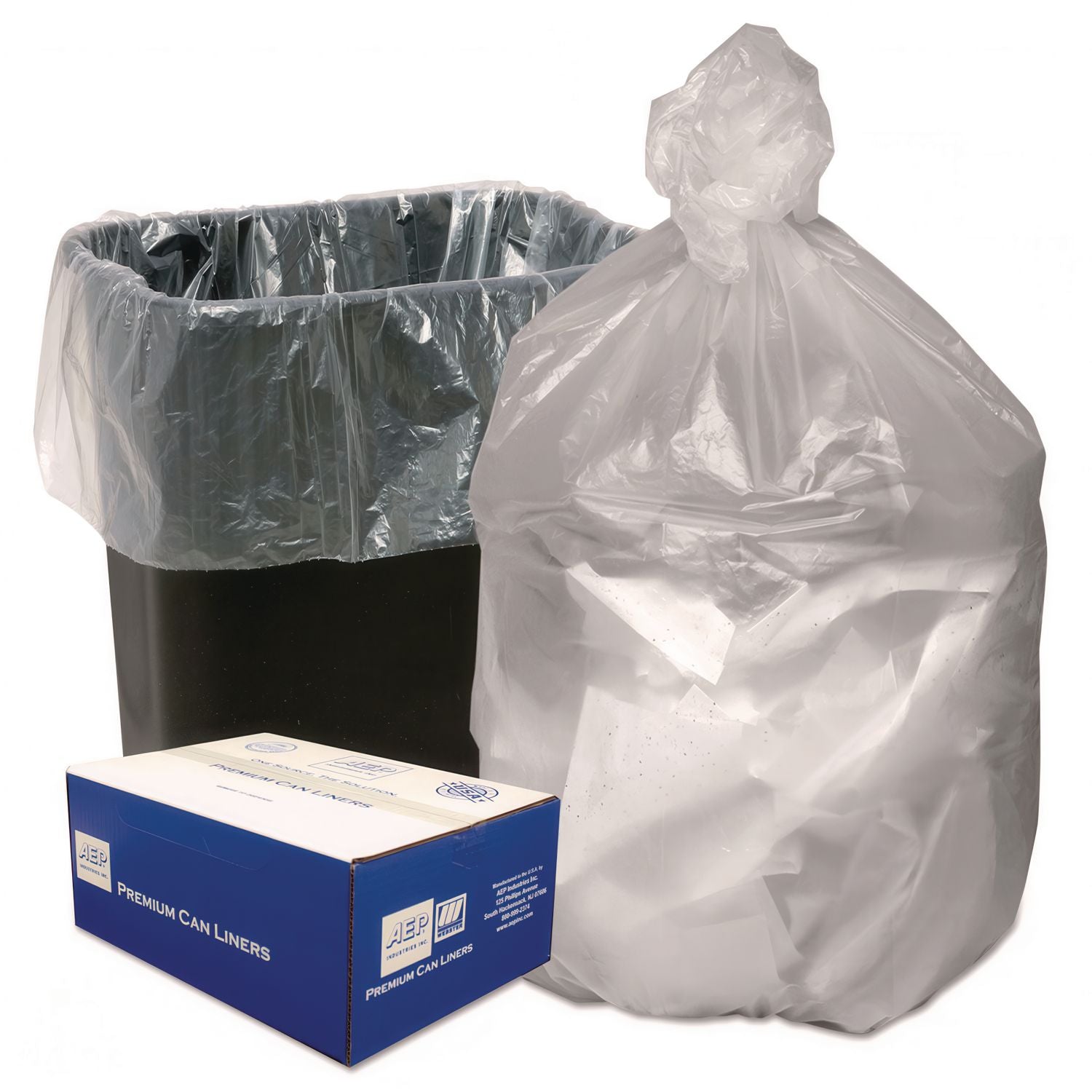 Can Liners, 16 gal, 8 mic, 24" x 33", Natural, 50 Bags/Roll, 4 Rolls/Carton