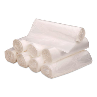 Linear Low-Density Can Liners, 10 gal, 0.6 mil, 24" x 23", Clear, 25 Bags/Roll, 20 Rolls/Carton