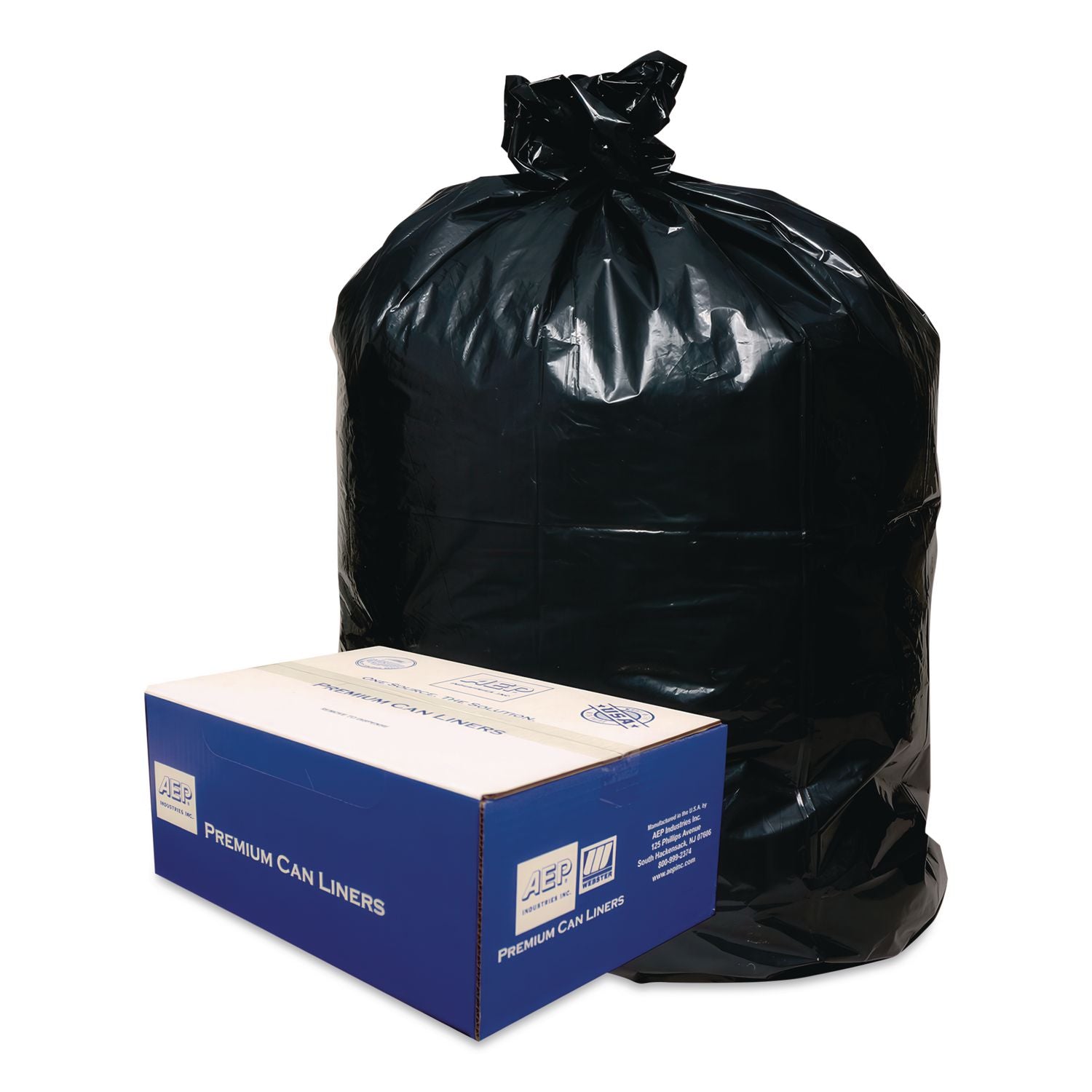 Linear Low-Density Can Liners, 16 gal, 0.6 mil, 24" x 33", Black, 25 Bags/Roll, 20 Rolls/Carton
