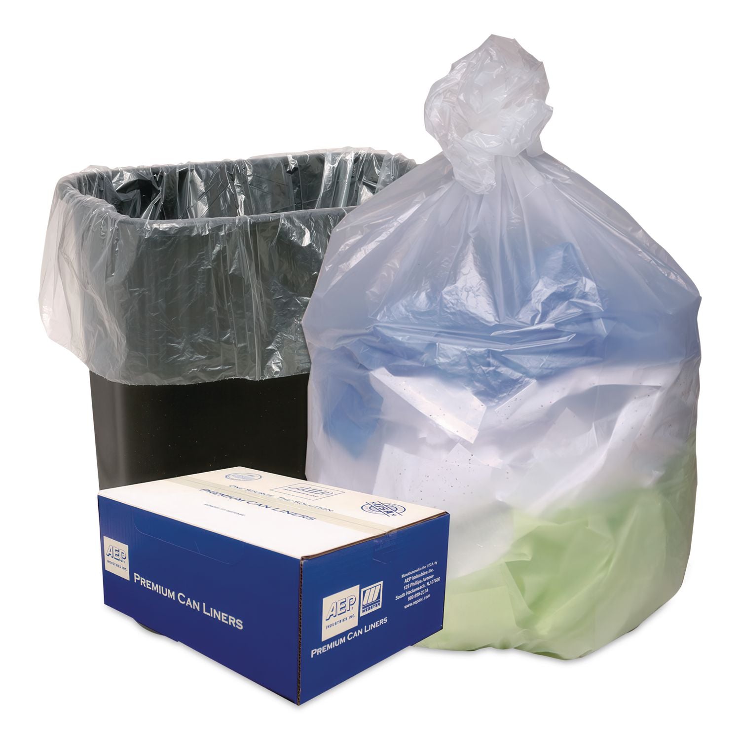 Can Liners, 16 gal, 8 mic, 24" x 33", Natural, 50 Bags/Roll, 20 Rolls/Carton