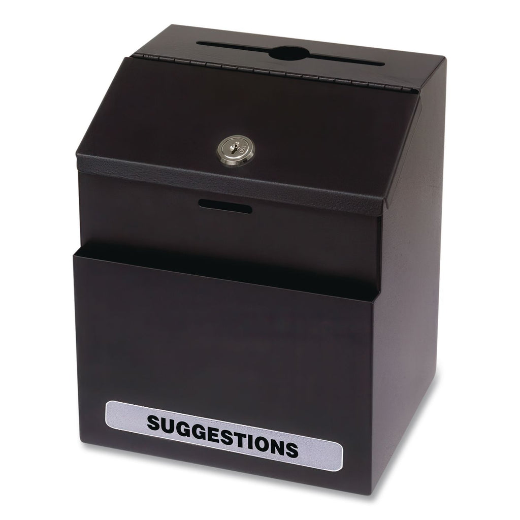 Steel Suggestion Box with Locking Top, 7 x 6 x 8.5, Black