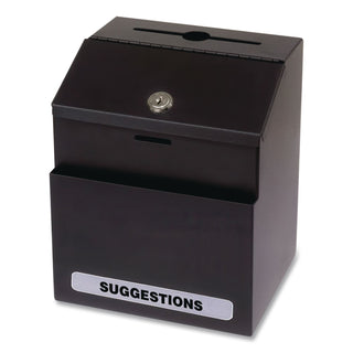 Steel Suggestion Box with Locking Top, 7 x 6 x 8.5, Black