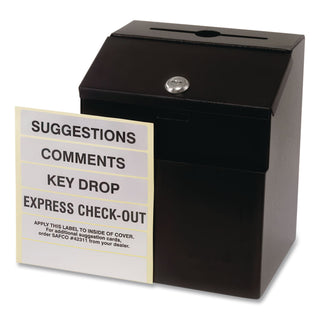 Steel Suggestion Box with Locking Top, 7 x 6 x 8.5, Black