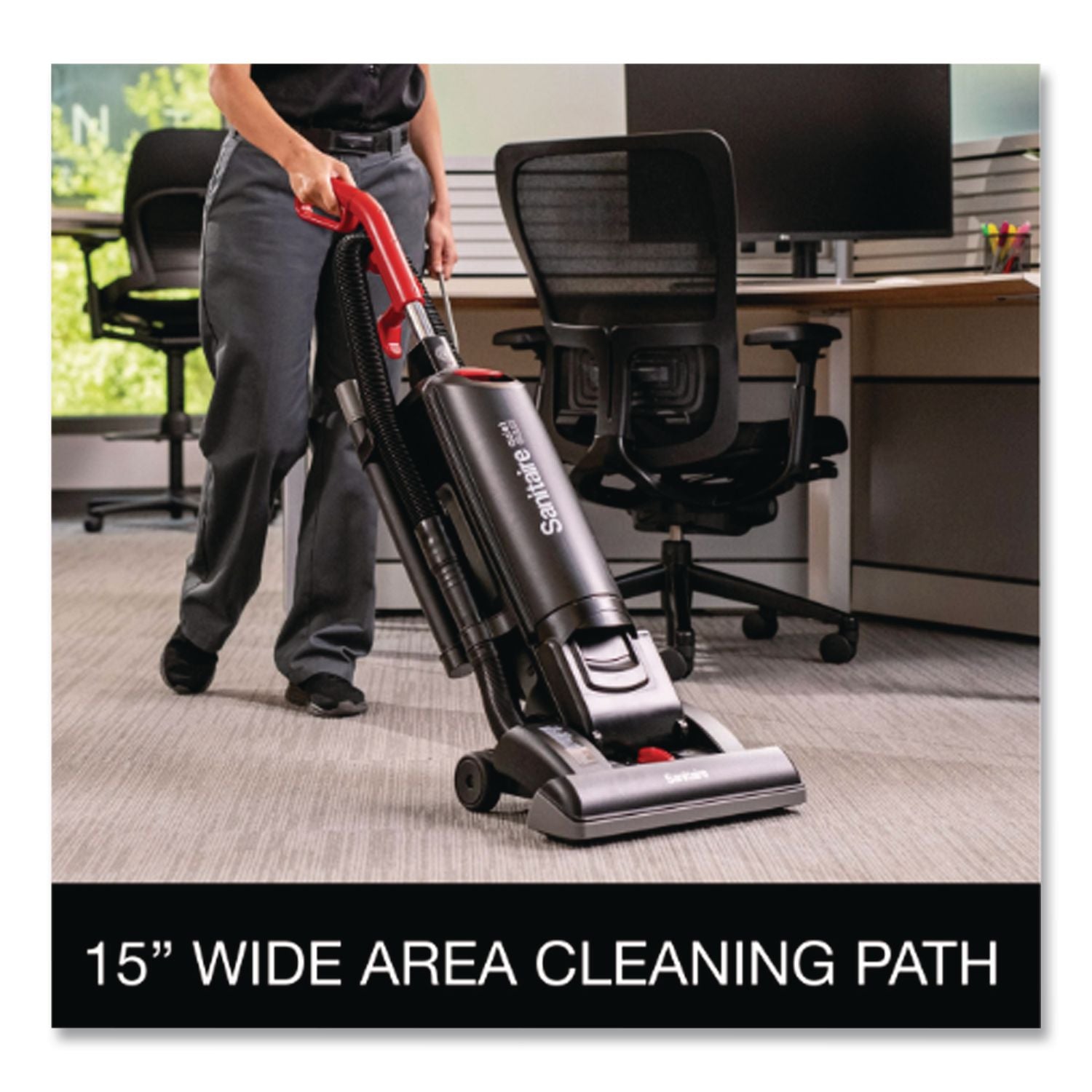 FORCE QuietClean Upright Vacuum SC5815D, 15" Cleaning Path, Red
