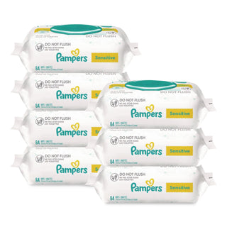 Sensitive Baby Wipes, 1-Ply, 6.7 x 7, Unscented, White, 84/Pack, 7/Carton