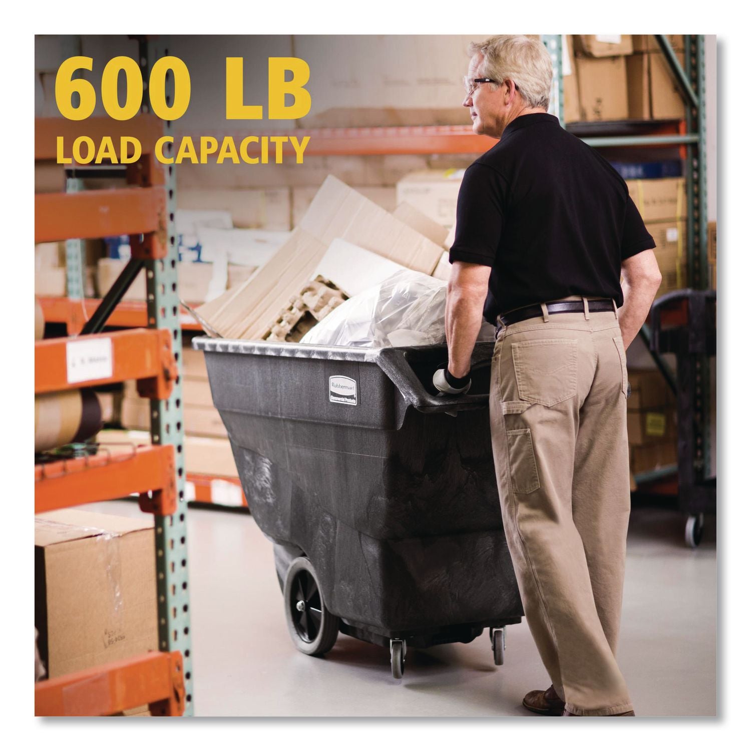 Structural Foam Tilt Truck, 151 gal, 600 lb Capacity, Plastic, Black