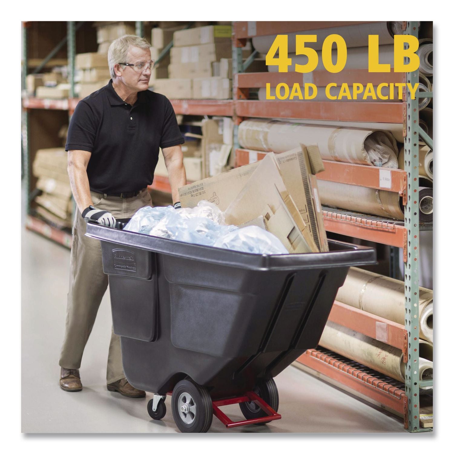 Rotomolded Tilt Truck, 202 gal, 450 lb Capacity, Plastic, Black