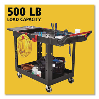 Heavy Duty Adaptable Utility Cart, Plastic, 2 Shelves, 500 lb Capacity, 25.2" x 51.5" x 36", Black