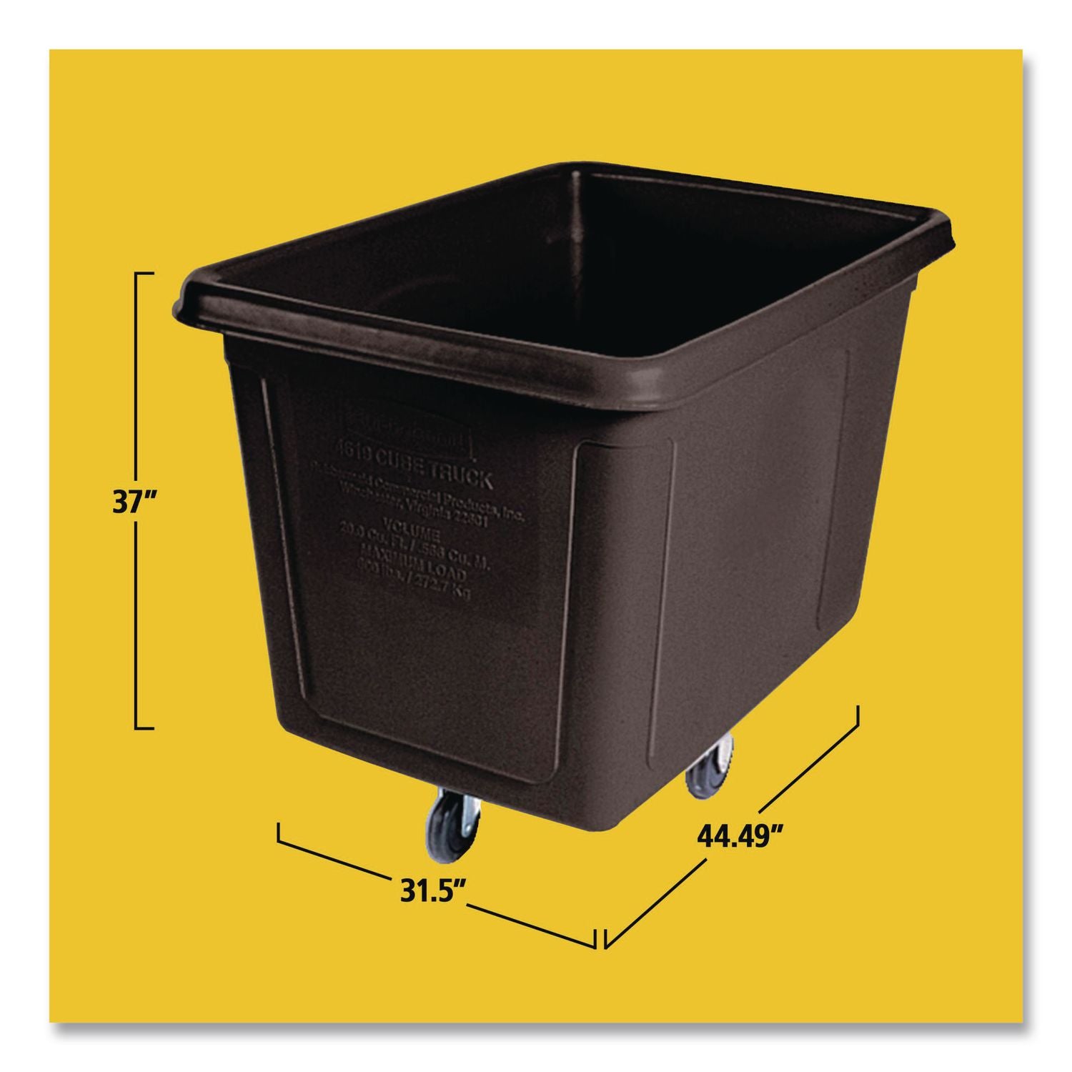 Cube Truck, 149 gal, 600 lb Capacity, Plastic, Black