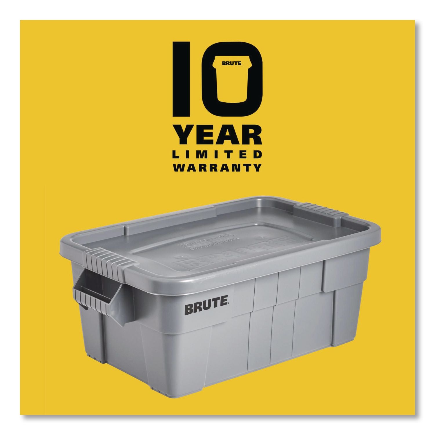 BRUTE Tote with Lid, 14 gal, 27.5" x 16.75" x 10.75", Gray