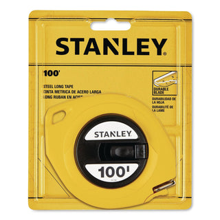 Long Tape Measure, 1/8" Graduations, 100 ft, Yellow