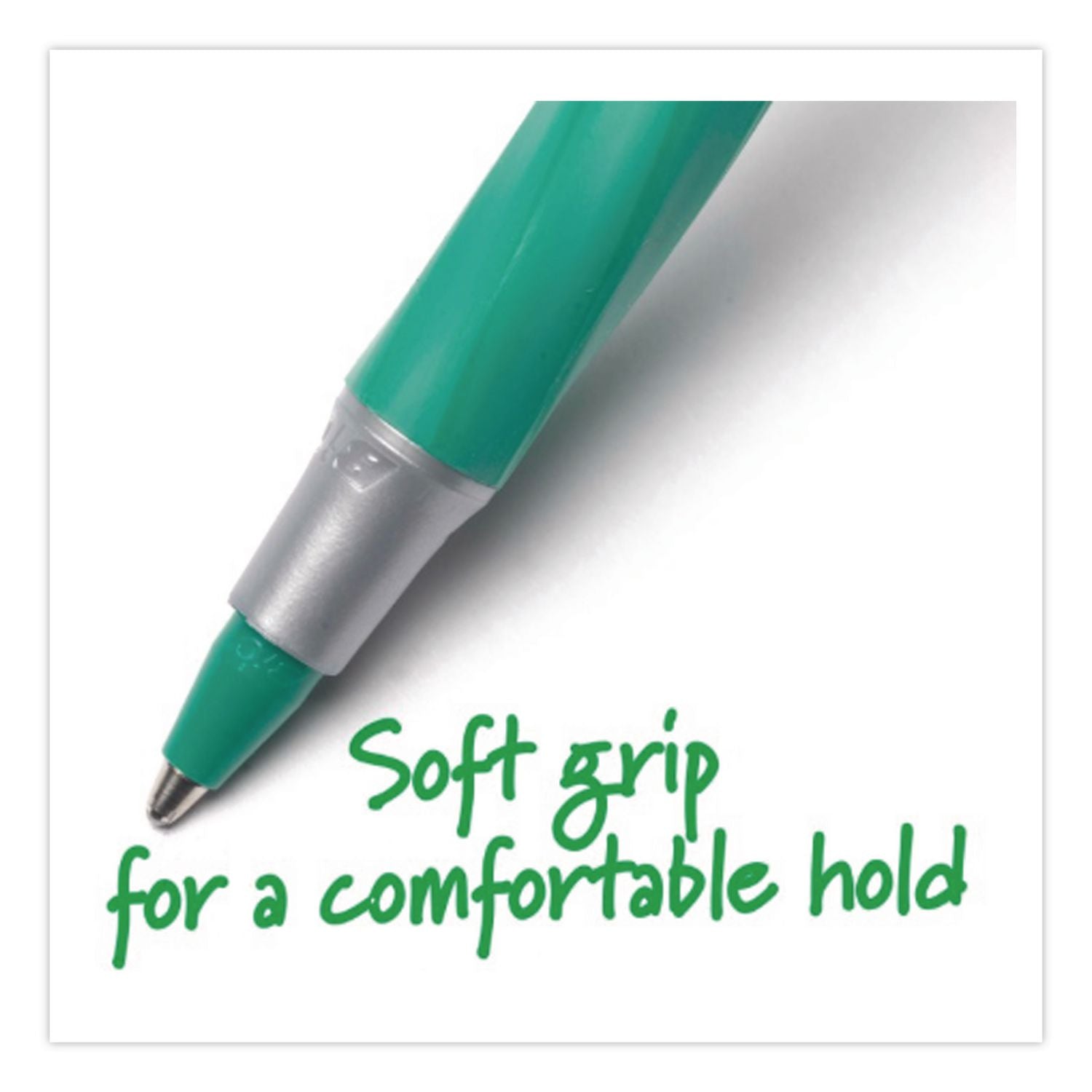 Round Stic Grip Xtra Comfort Ballpoint Pen, Easy-Glide, Stick, Medium 1.2 mm, Green Ink, Gray/Green Barrel, Dozen