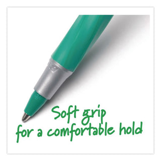Round Stic Grip Xtra Comfort Ballpoint Pen, Easy-Glide, Stick, Medium 1.2 mm, Green Ink, Gray/Green Barrel, Dozen