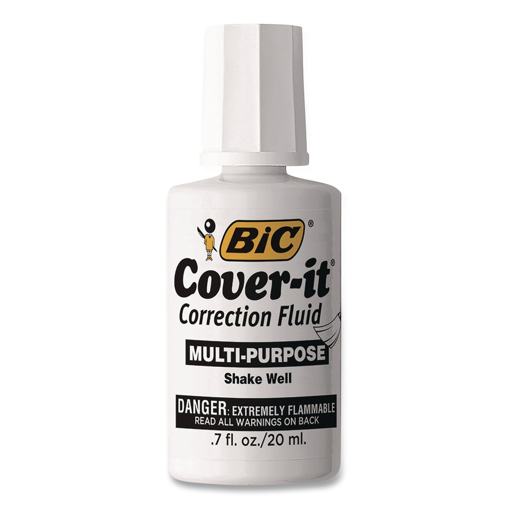 Cover-It Correction Fluid, 20 ml Bottle, White, Dozen