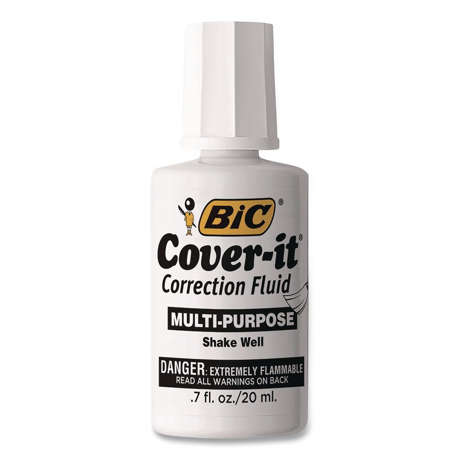 Cover-It Correction Fluid, 20 ml Bottle, White, Dozen