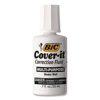 Cover-It Correction Fluid, 20 ml Bottle, White, Dozen