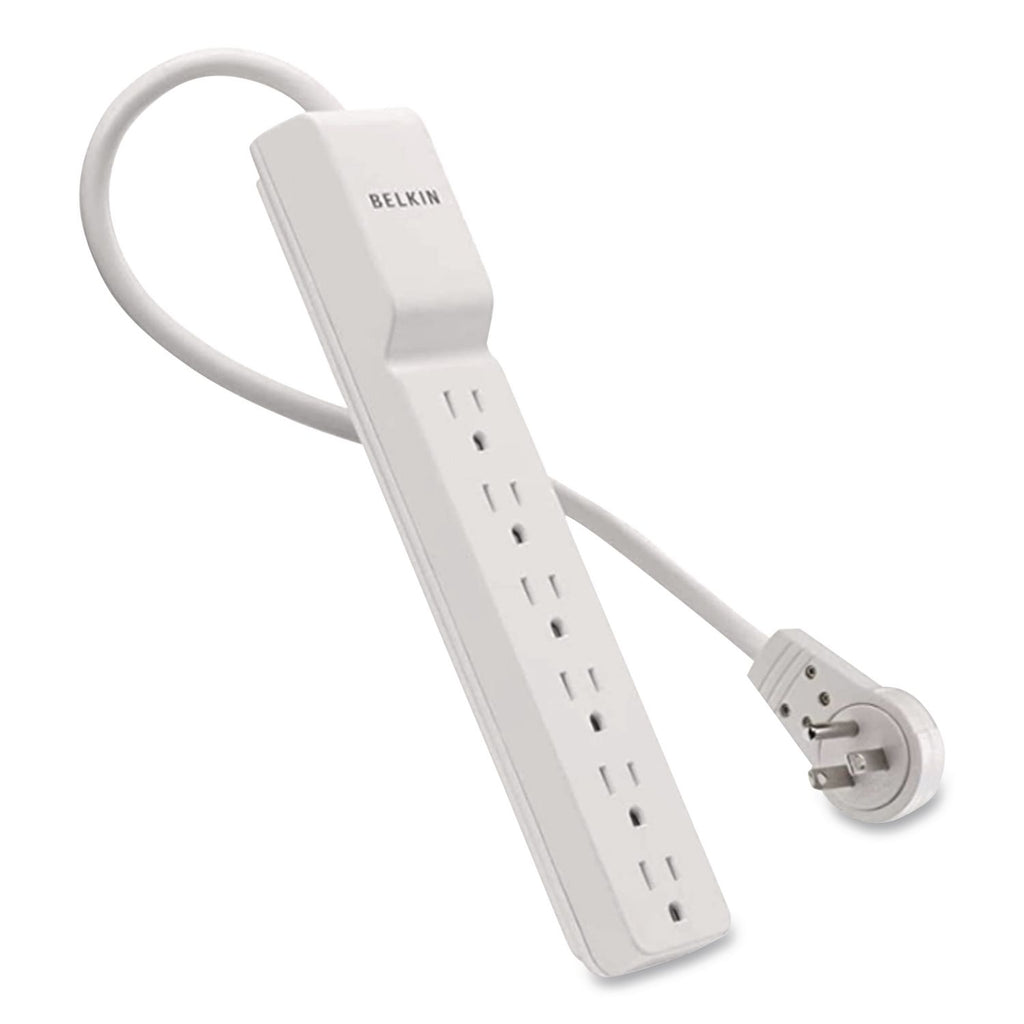 Home/Office Surge Protector, 6 AC Outlets, 4 ft Cord, 720 J, White