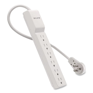 Home/Office Surge Protector, 6 AC Outlets, 4 ft Cord, 720 J, White