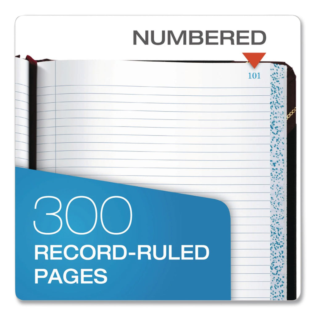 Account Record Book, Record-Style Rule, Black/Maroon/Gold Cover, 9.25 x 7.31 Sheets, 150 Sheets/Book