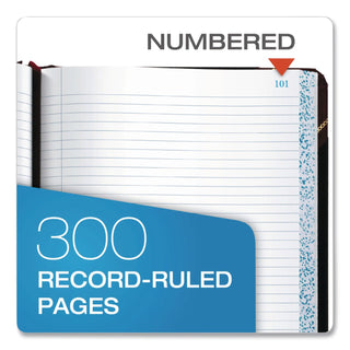 Account Record Book, Record-Style Rule, Black/Maroon/Gold Cover, 9.25 x 7.31 Sheets, 150 Sheets/Book