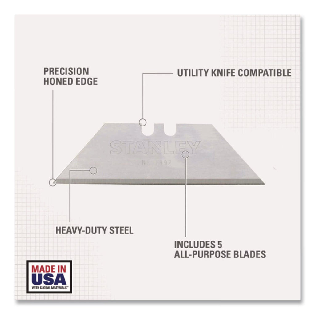 Heavy-Duty Utility Knife Replacement Blade, 5/Pack