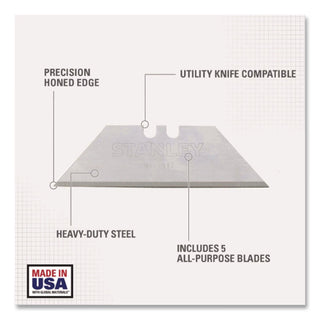 Heavy-Duty Utility Knife Replacement Blade, 5/Pack