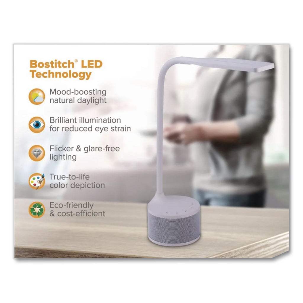 LED Bluetooth Speaker Lamp with USB, 2 Prong, 4.33w x 14.57h, White