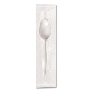 Elegant Dinnerware Heavyweight Cutlery, Individually Wrapped, Teaspoon, White, 420/Box