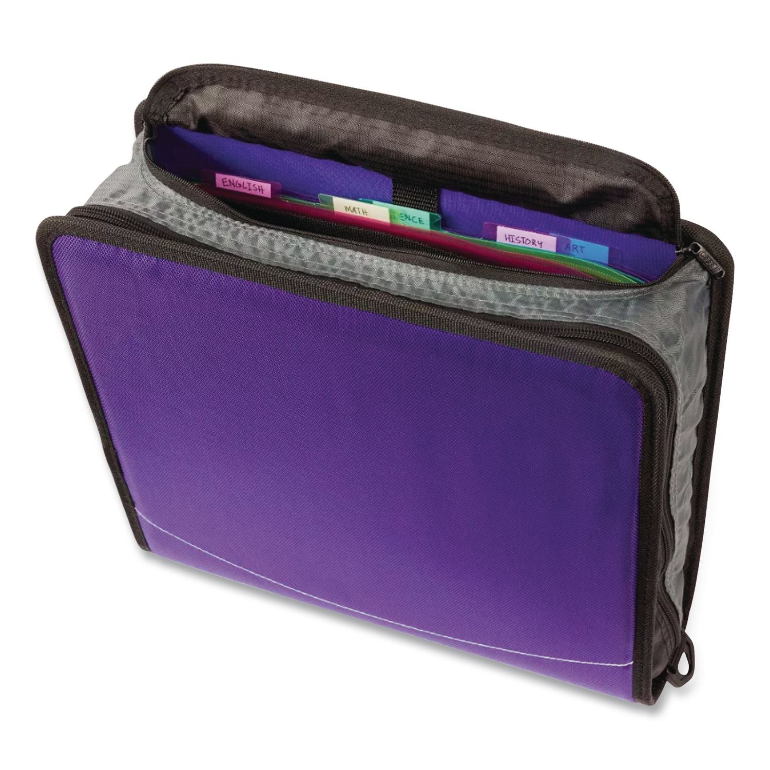 Large Capacity Zipper Binder, 3 Rings, 3" Capacity, 11 x 8.5, Purple