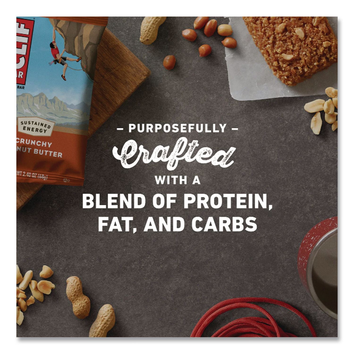 Energy Bar, Crunchy Peanut Butter, 2.4 oz, 12/Box