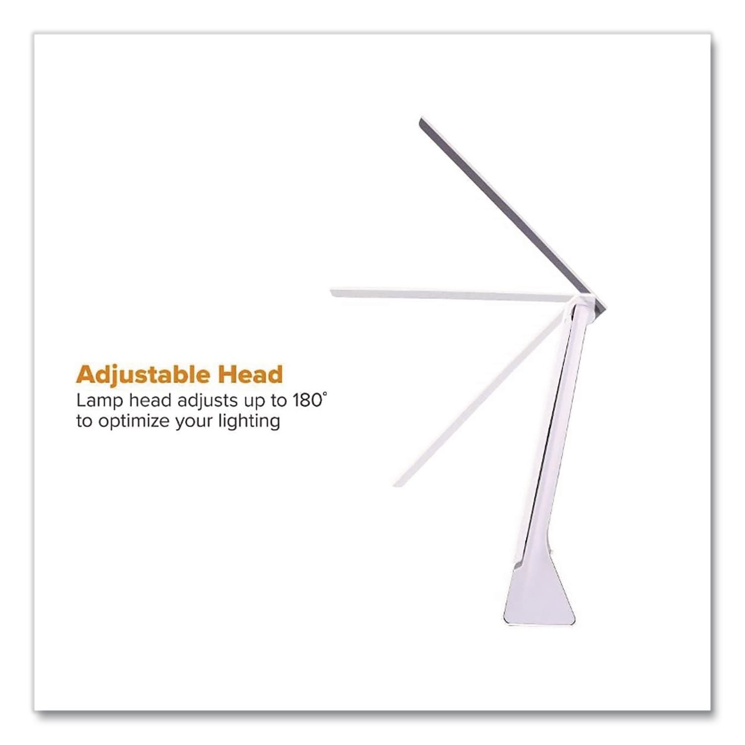 Konnect Rechargeable Folding LED Desk Lamp, 2.52w x 2.13d x 11.02h, Gray/White