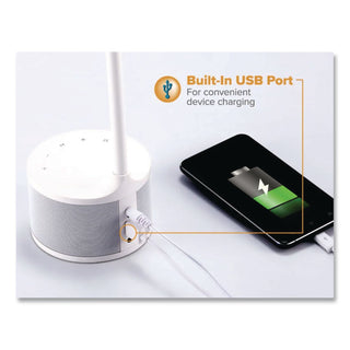 LED Bluetooth Speaker Lamp with USB, 2 Prong, 4.33w x 14.57h, White