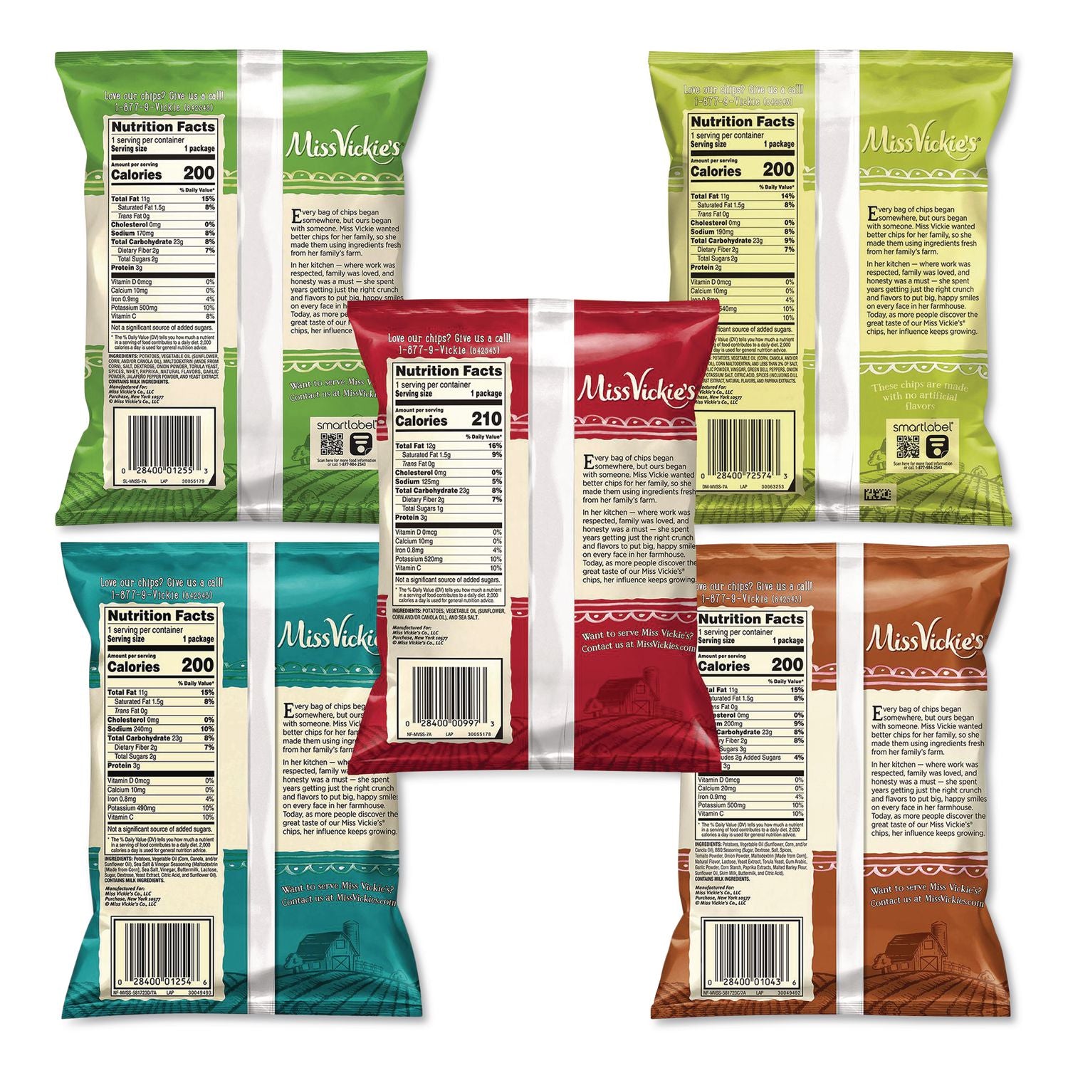 Kettle Cooked Chips Variety Mix, Four Assorted Flavors, 1.38 oz Bags, 30 Bags/Carton, Ships in 1-3 Business Days