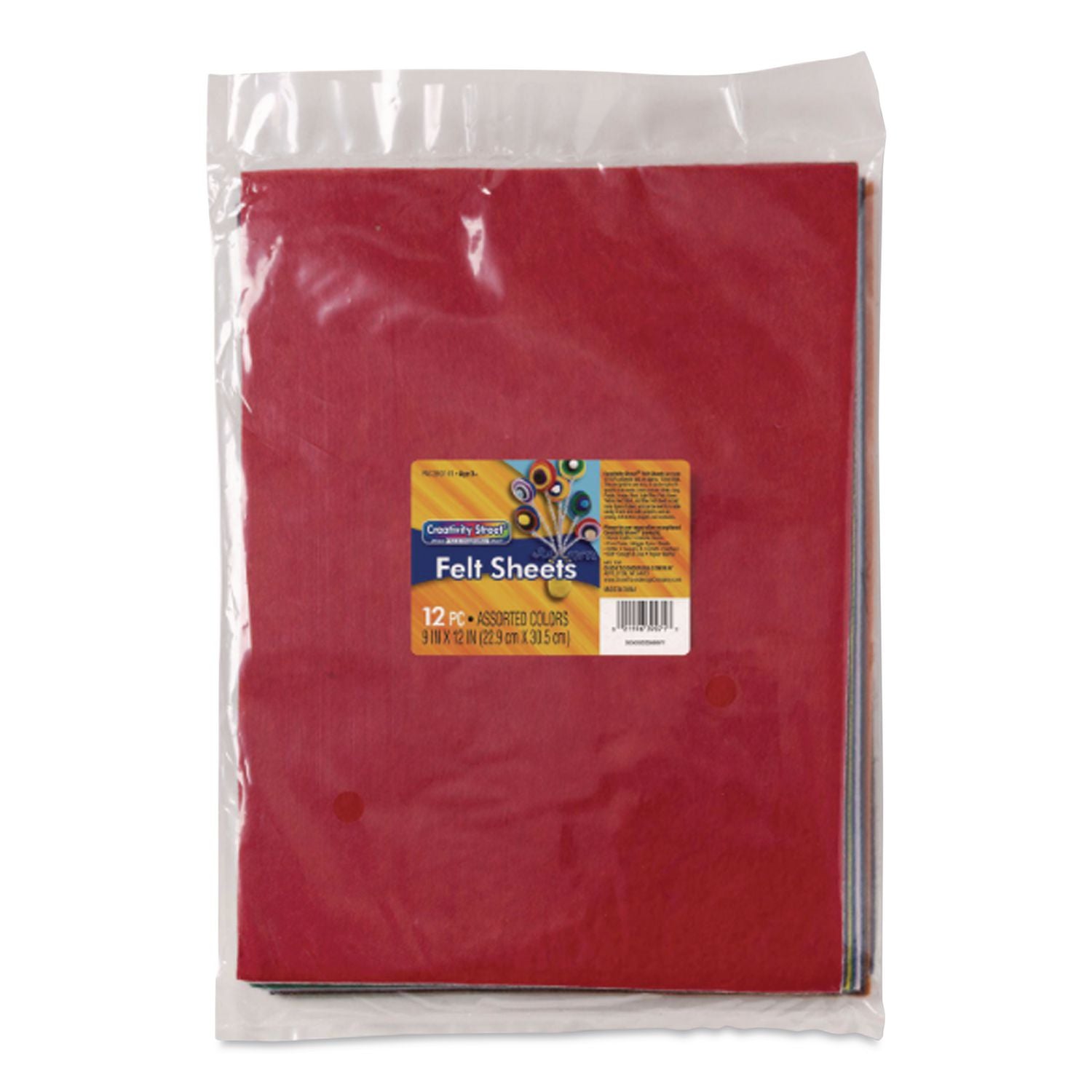 Felt Sheet Pack, Rectangular, 9 x 12, Assorted Colors, 12/Pack