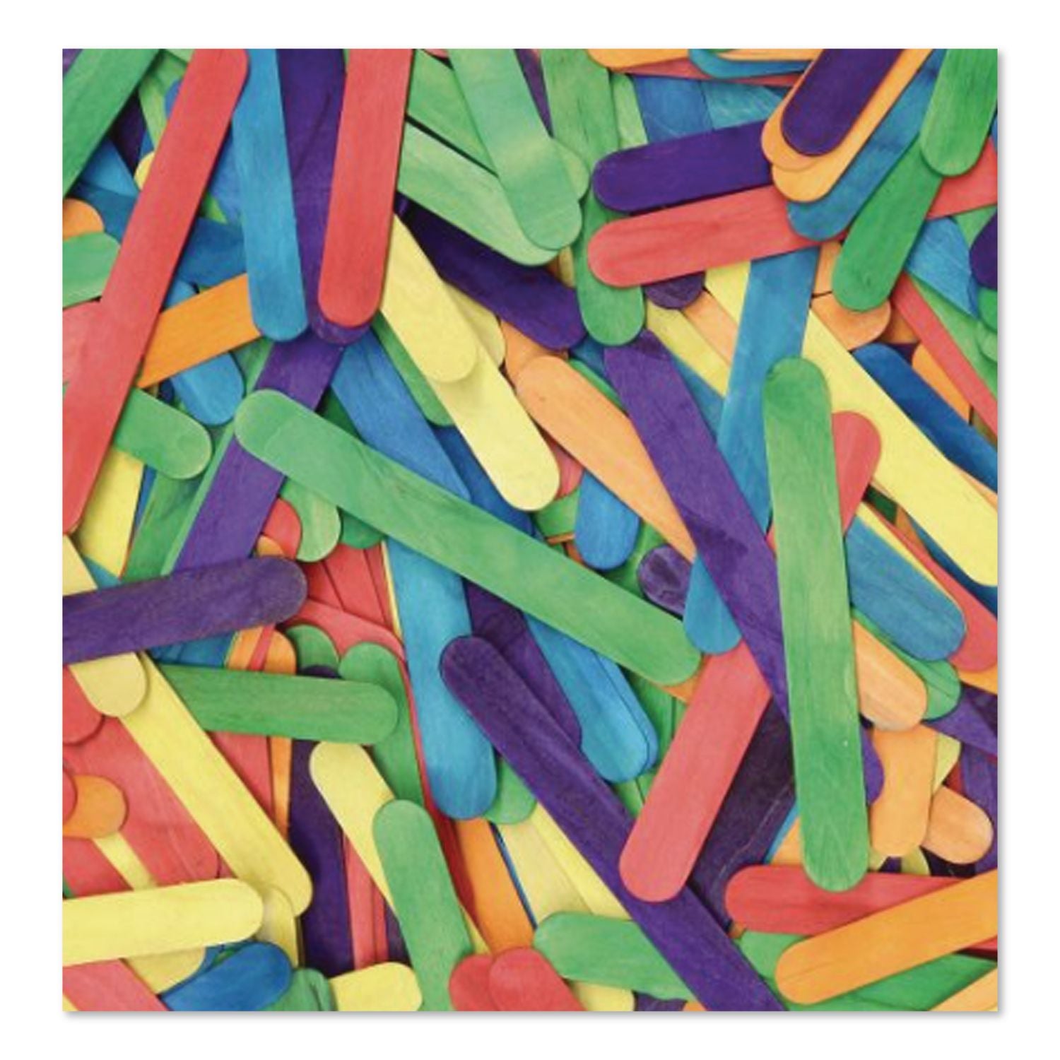 Colored Wood Craft Sticks, 6" x 0.75", Assorted, 500/Box