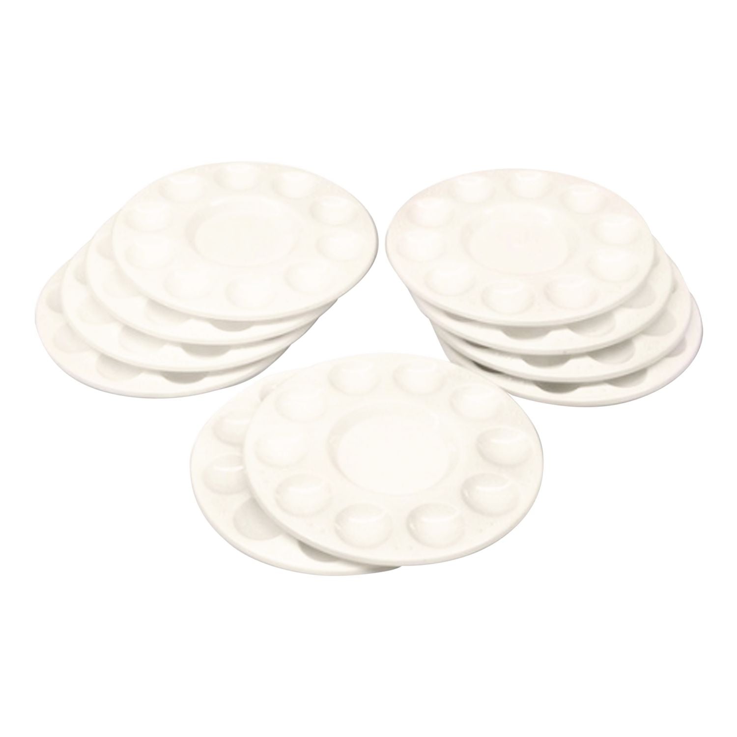 Round Plastic Paint Trays for Classroom, White, 10/Pack