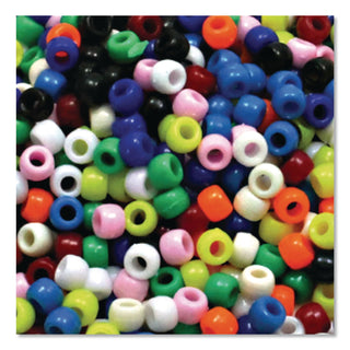 Pony Beads, Plastic, 6 mm x 9 mm, Assorted Primary Colors, 1,000/Set