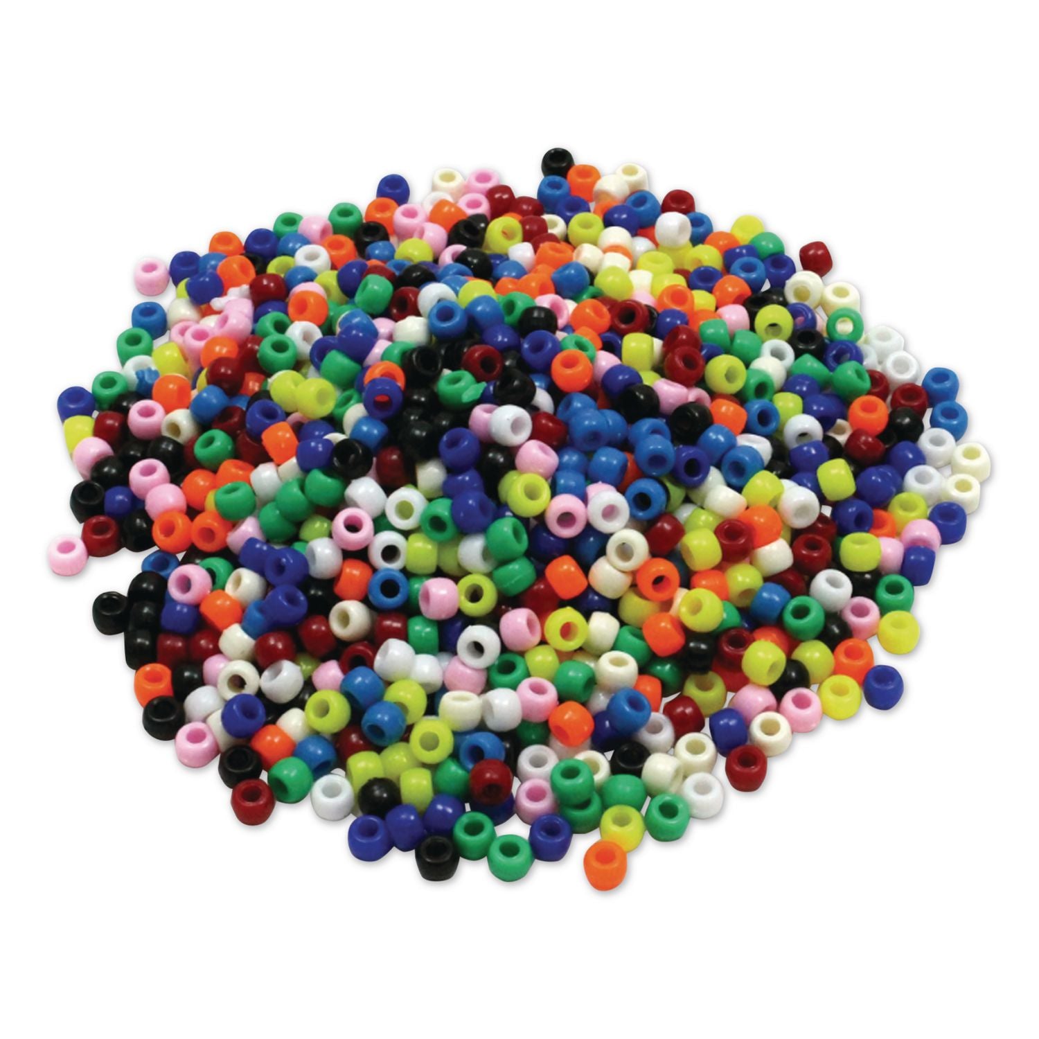 Pony Beads, Plastic, 6 mm x 9 mm, Assorted Primary Colors, 1,000/Set