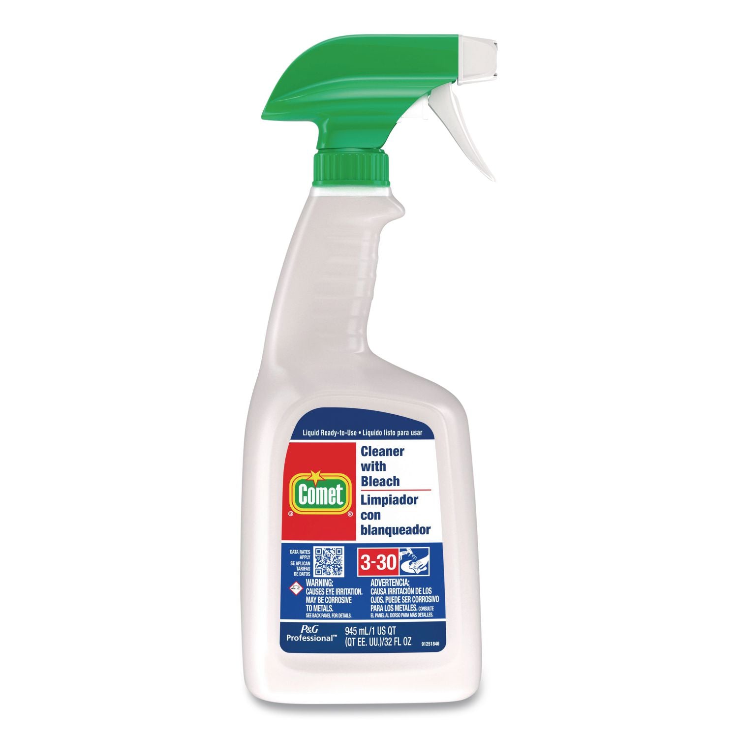 Cleaner with Bleach, 32 oz Spray Bottle, 8/Carton