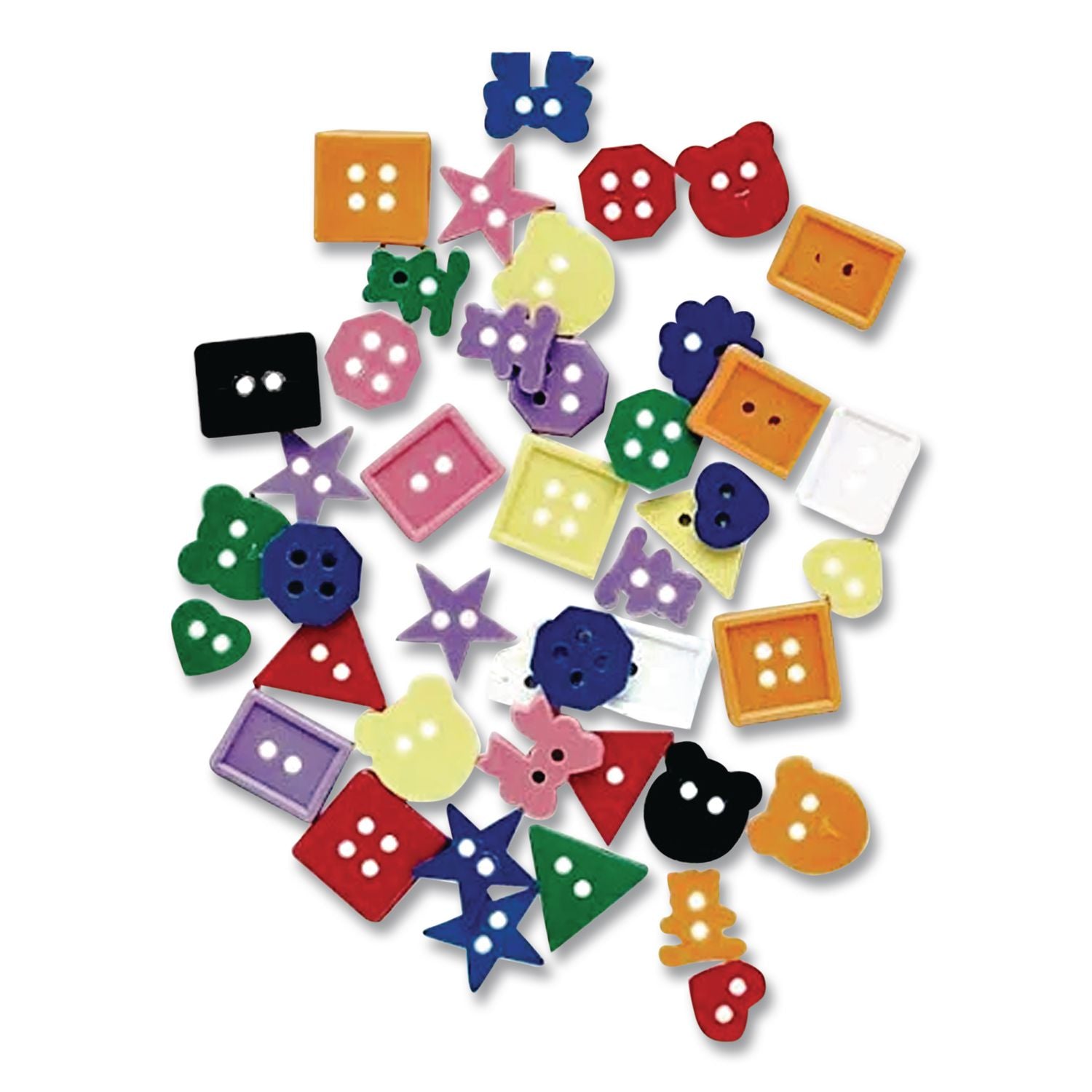 Plastic Button Assortment, 1 lb, Assorted Colors/Shapes/Sizes