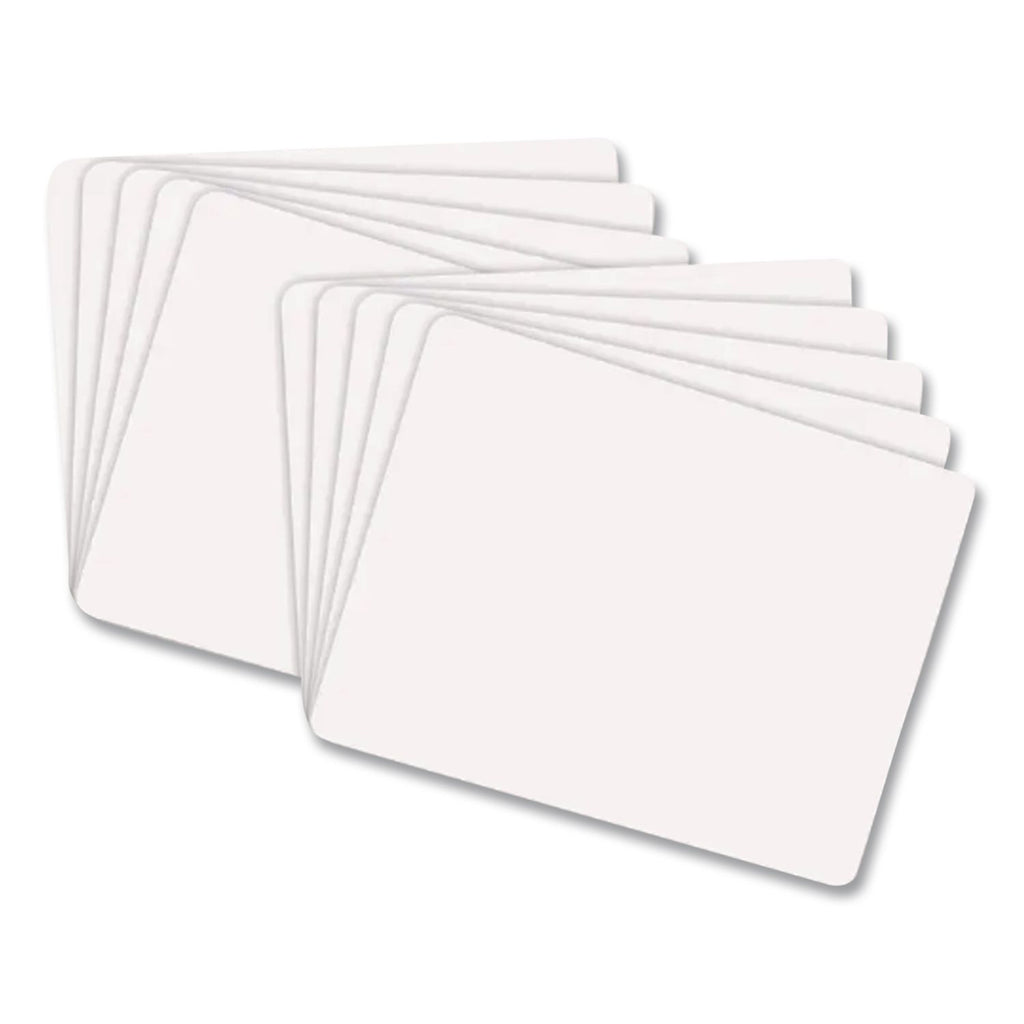 Unruled Dry Erase Student Boards, 12 x 9, White Surface, 10/Set