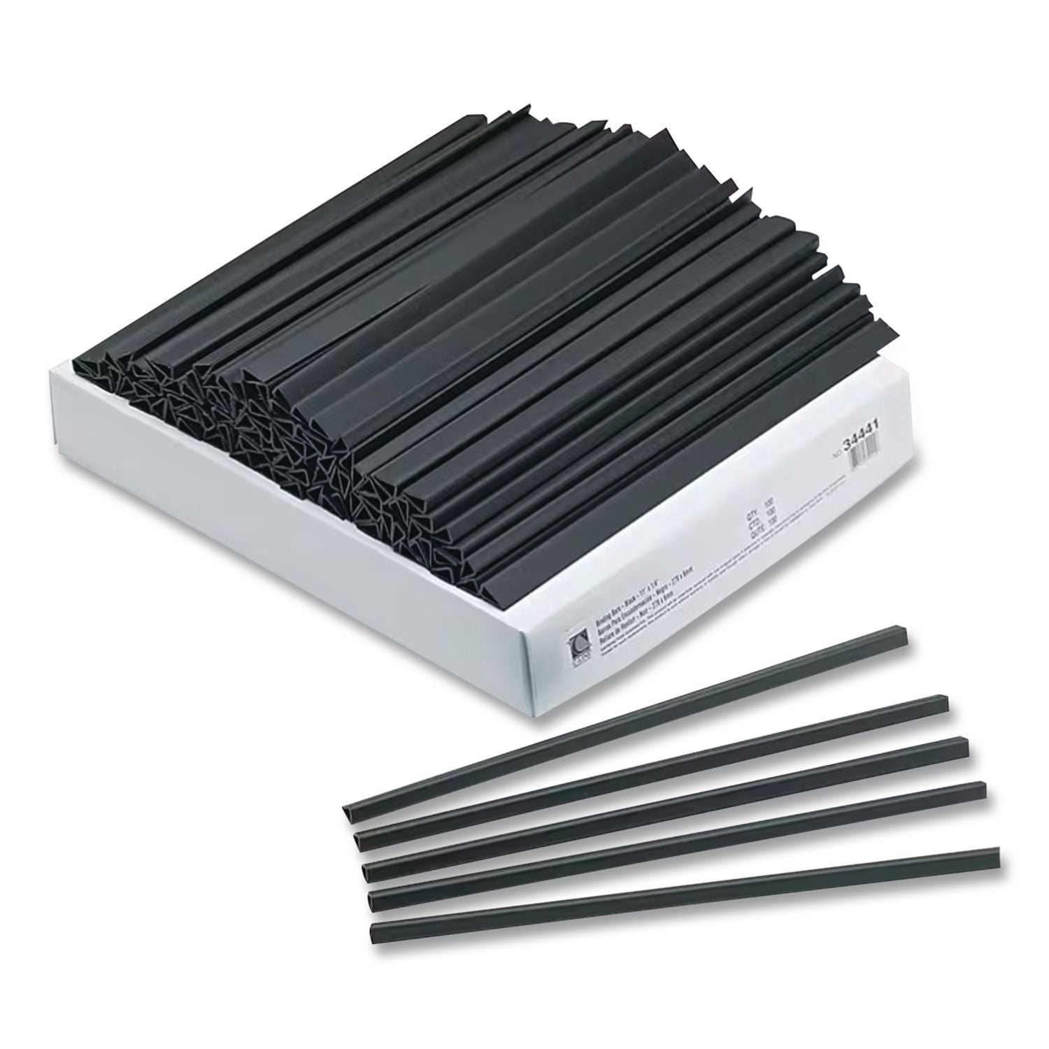 Slide 'N Grip Binding Bars, 40-Sheet Capacity, 11 x 0.25, Black, 100/Box