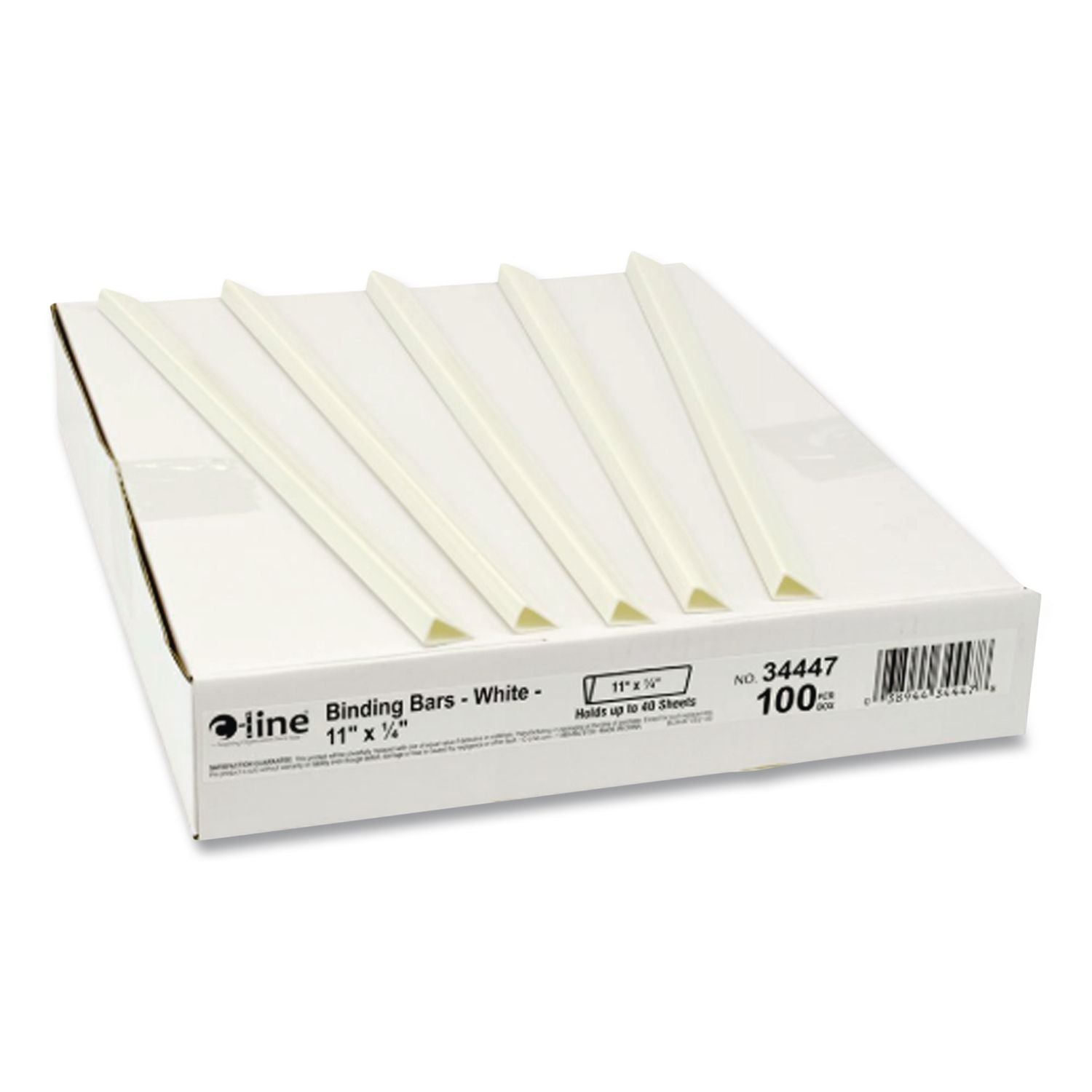Slide 'N Grip Binding Bars, 40-Sheet Capacity, 11 x 0.25, White, 100/Box
